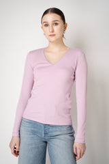 Fabiana Filippi Cotton Stretch V-neck Top in Rosa Lilla Vancouver. Shop Online or in Store.