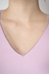 Fabiana Filippi Cotton Stretch V-neck Top in Rosa Lilla Vancouver. Shop Online or in Store.