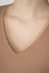 Fabiana Filippi Cotton Stretch V-neck Top in Sienna Vancouver. Shop Online or in Store.