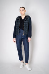 Fabiana Filippi Cotton V-Neck Knit T-Shirt in Navy Vancouver. Shop Online or in Store.