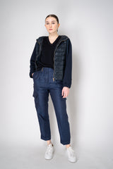 Fabiana Filippi Cotton V-Neck Knit T-Shirt in Navy Vancouver. Shop Online or in Store.
