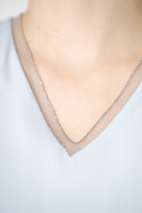 Fabiana Filippi Crepe de Chine V-neck Tank with Tulle Trim in Light Blue Vancouver. Shop Online or in Store.