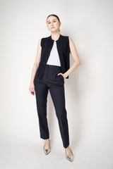 Fabiana Filippi Crepe de Chine V-neck Tank with Tulle Trim in Light Blue Vancouver. Shop Online or in Store.