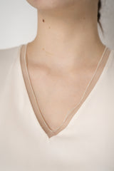 Fabiana Filippi Crepe de Chine V-neck Tank with Tulle Trim in Off-White Vancouver. Shop Online or in Store.