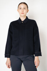 Fabiana Filippi Double Faced Loro Piana Shirt Jacket With Filo Diamante Cuffs in Navy Vancouver. Shop Online or in Store