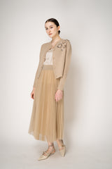Fabiana Filippi Embellished Cigarette Burn Cashmere Blend Cropped Cardigan in Camel Vancouver. Shop Online or in Store.