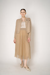 Fabiana Filippi Embellished Cigarette Burn Cashmere Blend Cropped Cardigan in Camel Vancouver. Shop Online or in Store.