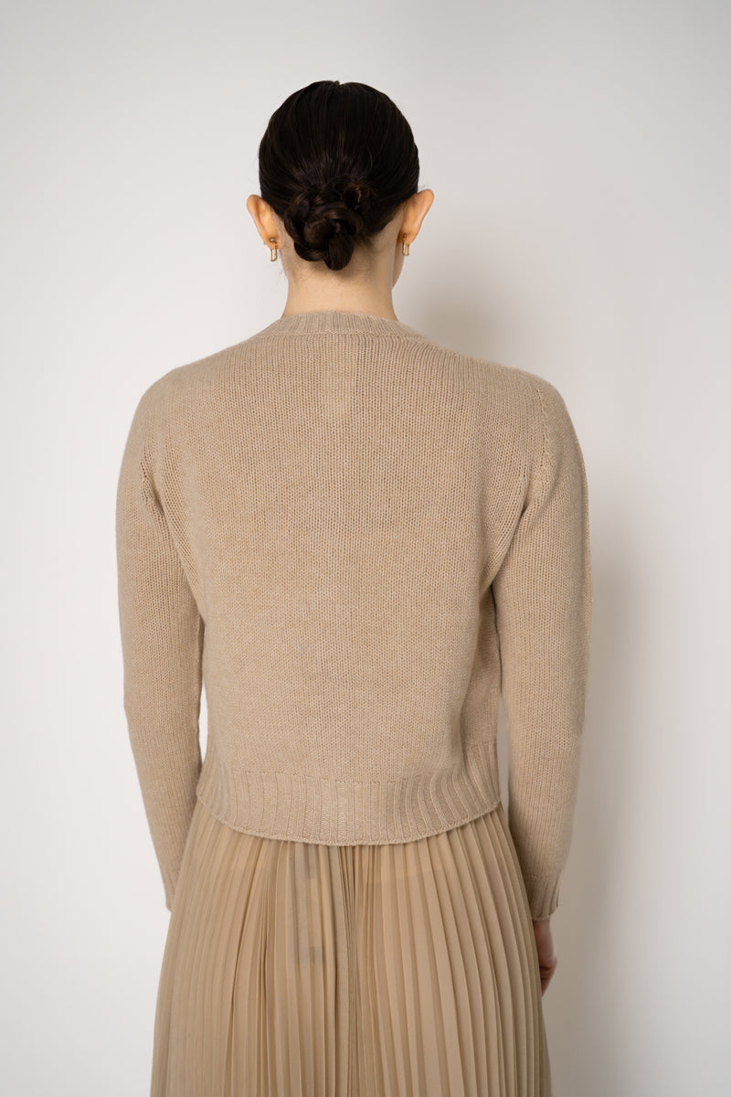 Fabiana Filippi Embellished Cigarette Burn Cashmere Blend Cropped Cardigan in Camel Vancouver. Shop Online or in Store.