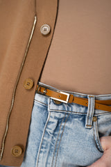 Fabiana Filippi Grained Leather Belt with Metallic Buckle in Terracotta Vancouver. Shop Online or in Store.