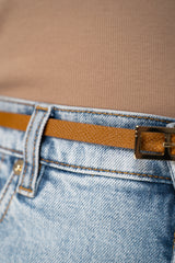 Fabiana Filippi Grained Leather Belt with Metallic Buckle in Terracotta Vancouver. Shop Online or in Store.