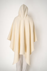 Fabiana Filippi Hooded Wool Cape Poncho in Vanilla Vancouver. Shop Online or in Store.