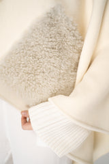 Fabiana Filippi Hooded Wool Cape Poncho in Vanilla Vancouver. Shop Online or in Store.