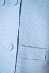 Fabiana Filippi Knit Cotton Double Breasted Cropped Jacket in Light Blue Vancouver. Shop Online or in Store.