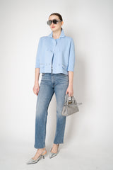 Fabiana Filippi Knit Cotton Double Breasted Cropped Jacket in Light Blue Vancouver. Shop Online or in Store.