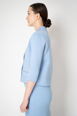 Fabiana Filippi Knit Cotton Double Breasted Cropped Jacket in Light Blue Vancouver. Shop Online or in Store.
