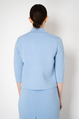 Fabiana Filippi Knit Cotton Double Breasted Cropped Jacket in Light Blue Vancouver. Shop Online or in Store.