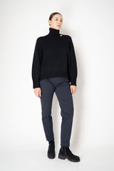 Fabiana Filippi Knit Merino Wool Cropped Front Turtleneck Sweater in Navy Vancouver. Shop Online or in Store
