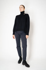 Fabiana Filippi Knit Merino Wool Cropped Front Turtleneck Sweater in Navy Vancouver. Shop Online or in Store