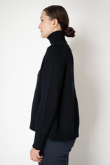 Fabiana Filippi Knit Merino Wool Cropped Front Turtleneck Sweater in Navy Vancouver. Shop Online or in Store