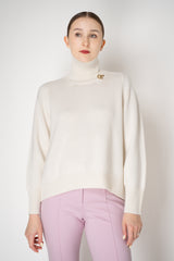 Fabiana Filippi Knit Merino Wool Cropped Front Turtleneck Sweater in Off-White Vancouver. Shop Online or in Store