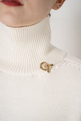 Fabiana Filippi Knit Merino Wool Cropped Front Turtleneck Sweater in Off-White Vancouver. Shop Online or in Store