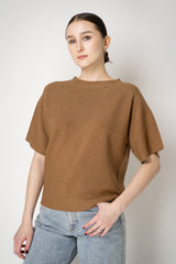 Fabiana Filippi Knit Relaxed Short Sleeve Lurex Top in Sienna