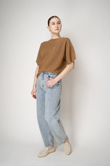 Fabiana Filippi Knit Relaxed Short Sleeve Lurex Top in Sienna