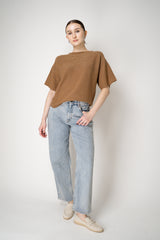 Fabiana Filippi Knit Relaxed Short Sleeve Lurex Top in Sienna