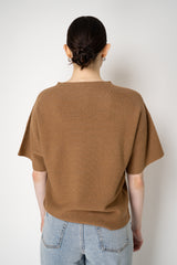 Fabiana Filippi Knit Relaxed Short Sleeve Lurex Top in Sienna