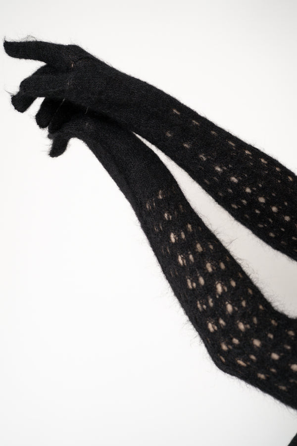 Fabiana Filippi Knit Wool Mohair Fuzzy Gloves in Black Vancouver. Shop Online or in Store.
