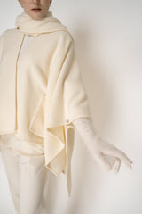 Fabiana Filippi Knit Wool Mohair Fuzzy Gloves in Ivory Vancouver. Shop Online or in Store.