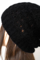 Fabiana Filippi Knit Wool Mohair Pointelle Toque in Black Vancouver. Shop Online or in Store.