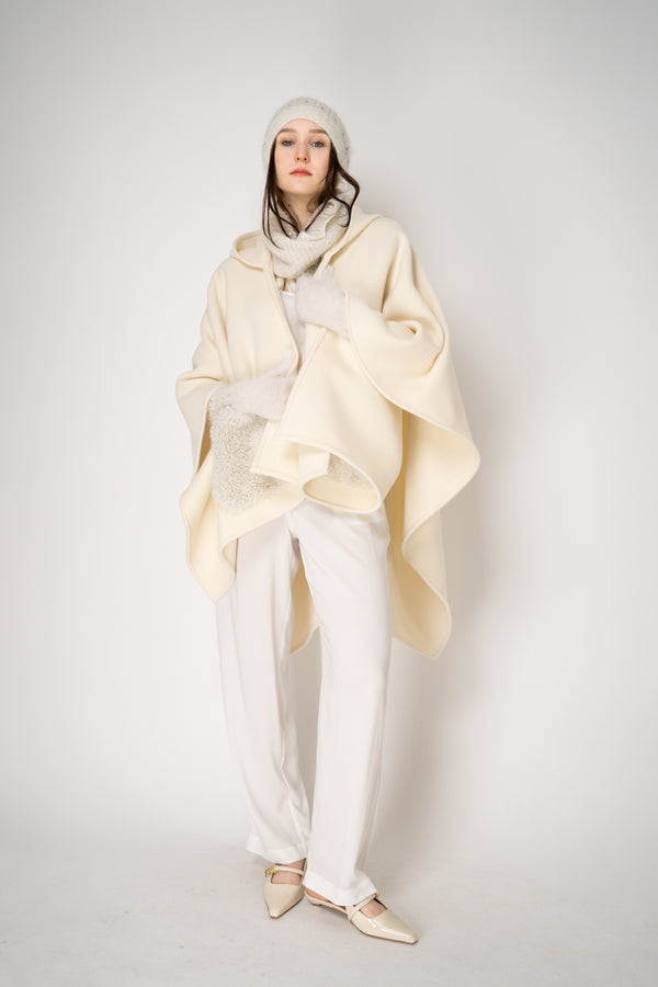 Fabiana Filippi Knit Wool Mohair Pointelle Toque in Ivory Vancouver. Shop Online or in Store.