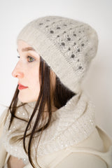 Fabiana Filippi Knit Wool Mohair Pointelle Toque in Ivory Vancouver. Shop Online or in Store.