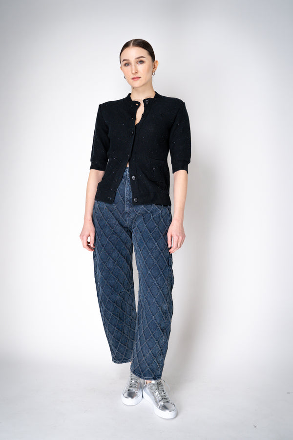 Fabiana Filippi Knitted Sequin Short Sleeve Cardigan in Black Vancouver. Shop Online or in Store.