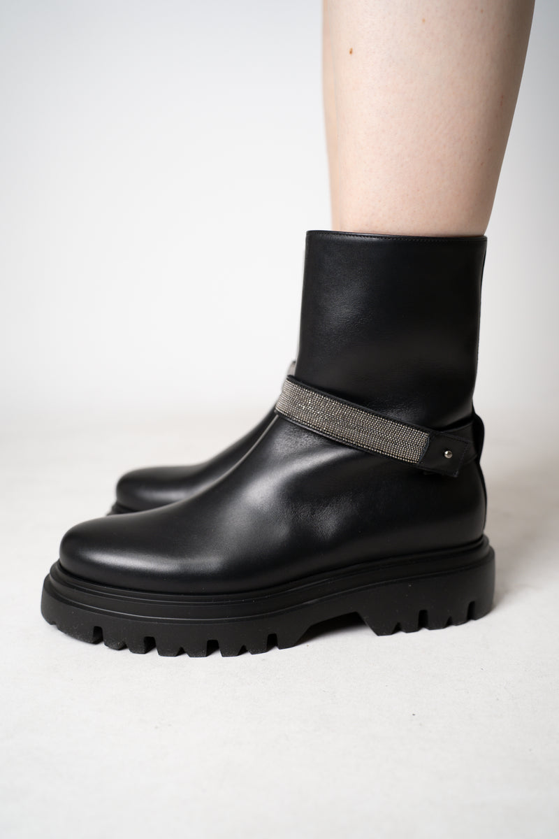 Fabiana Filippi Leather Boots with Detachable Brilliant Beading Strap in Black Vancouver. Shop Online or in Store.