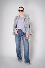 Fabiana Filippi Linen Blend Knit V-Neck Pullover in Lavender Vancouver. Shop Online or in Store.