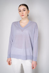 Fabiana Filippi Linen Blend Knit V-Neck Pullover in Lavender Vancouver. Shop Online or in Store.