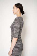 Fabiana Filippi Liquid Drape Ribbed Viscose Knit Top in Grey and Black Stripe Melange Vancouver. Shop Online or in Store.