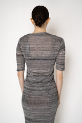 Fabiana Filippi Liquid Drape Ribbed Viscose Knit Top in Grey and Black Stripe Melange Vancouver. Shop Online or in Store.