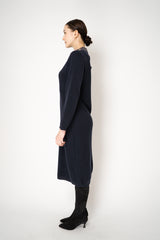 Fabiana Filippi Long Sleeve Cashmere Blend Knit Dress in Navy Vancouver. Shop Online or in Store.