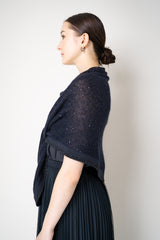 Fabiana Filippi Micro Sequin Mohair Triangle Poncho Scarf in Navy Vancouver. Shop Online or in Store.