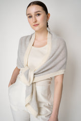Fabiana Filippi Micro Sequin Mohair Triangle Poncho Scarf in Off-White and Grey Vancouver. Shop Online or in Store.
