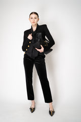Fabiana Filippi Mid-Rise Velvet Cotton Trousers in Black Vancouver. Shop Online or in Store.