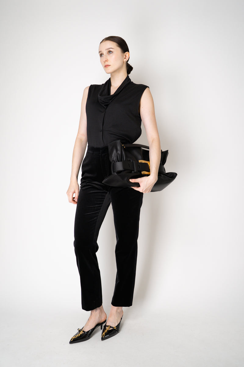 Fabiana Filippi Mid-Rise Velvet Cotton Trousers in Black Vancouver. Shop Online or in Store.