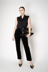 Fabiana Filippi Mid-Rise Velvet Cotton Trousers in Black Vancouver. Shop Online or in Store.