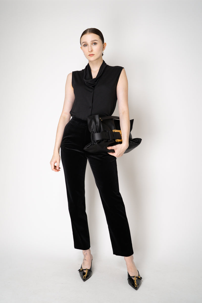 Fabiana Filippi Mid-Rise Velvet Cotton Trousers in Black Vancouver. Shop Online or in Store.