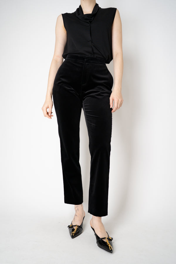 Fabiana Filippi Mid-Rise Velvet Cotton Trousers in Black Vancouver. Shop Online or in Store.