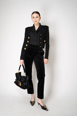 Fabiana Filippi Mid-Rise Velvet Cotton Trousers in Black Vancouver. Shop Online or in Store.