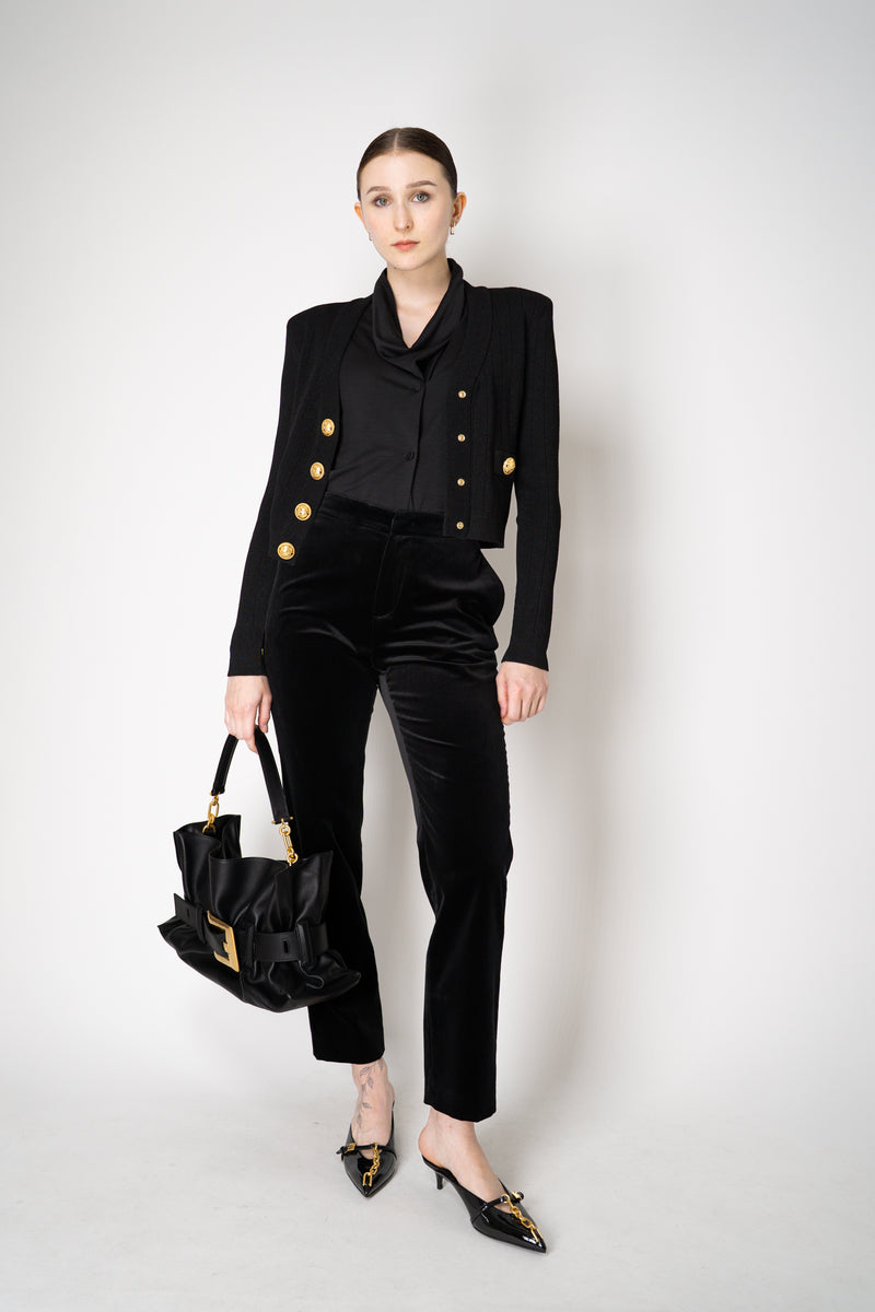 Fabiana Filippi Mid-Rise Velvet Cotton Trousers in Black Vancouver. Shop Online or in Store.